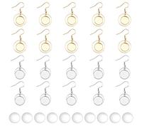 DICOSMETIC 2 Couleurs Cabochon Boucles d'oreilles Kit de Fabrication de Crochets en Acier Inoxydable 20Pcs 12mm Plat Rond Blanc Lunette Plateau Doré Dangle Boucles d'oreilles et Cabochons en Verre