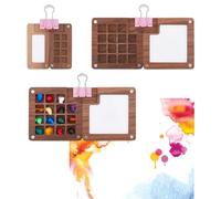 DICOSMETIC 2 Palette D'Aquarelle Portable Clips Mini Plateau de Peinture en Bois Boîte Rectangulaire Carrée Palette Carnet Croquis Portable Palette Peinture à Rabat pour Artistes de Voyage