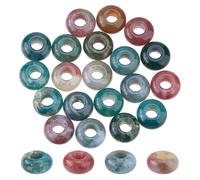 DICOSMETIC 20 pièces Perles D'Agate Naturelle Perles à Gros Trou Perles en Pierre de 10mm Perles Rondelle Européennes pour la Fabrication de Bijoux Trou: 4mm
