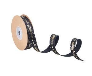 DICOSMETIC 20 Verges Rubans de Bon Anniversaire 5/8" de Large Rubans d'impression en Satin Imprimés Larges Ruban Décoratif Noir avec Estampage Doré pour Emballage Cadeau et Fournitures de Fête
