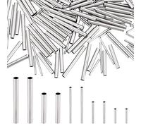 DICOSMETIC 200 pièces 5 Tailles 10mm/15mm/20mm/25mm/30mm 304 Perles de Tube en Acier Inoxydable Droites Longues Perles Entretoises en Métal Perles en Vrac pour Bracelet Collier Fabrication de Bijoux