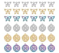 DICOSMETIC 24 Pcs 2 Styles Trinité Noeud Charmes 3 Couleurs Papillon Charmes Plat Rond avec Noeud Charmes Creux Celtics Noeud Pendentifs pour la Fabrication de Bijoux, Trou: 2~2.5mm