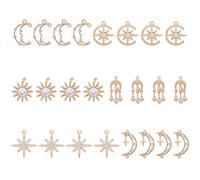 DICOSMETIC 24 Pcs 6 Styles Pierre Précieuse Charmes Étoile Lune Charmes Croissant Lune Pendentifs Cubic Zirconia Pendentifs Or Charms Laiton Pendentifs pour la Fabrication de Bijoux