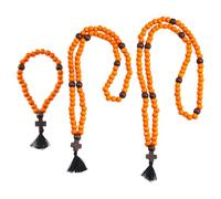 DICOSMETIC 3 Pièces Corde de Prière Orthodoxe Chrétienne en Bois Chotki 30/80/100 Nœuds Chapelet de Prière Anglicane Croix Prière de Bénédiction Perles Avec Pompon Cadeau Religieux Pour Hommes Femmes