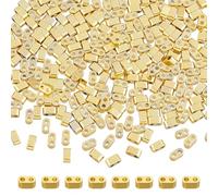 DICOSMETIC 300 pièces Plaqué Or 24k Perles 2 Trous Rectangle 4.5x2x2.5mm Perles D'hématite Pierres Synthétiques Perles en Vrac Liens Multibrins Perles pour la Fabrication de Bijoux