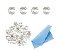 DICOSMETIC 30Pcs Argent Sterling 925 Cache-nœuds pour Perles à sertir Cache-nœud 3mm Embout de Perles Petites Perles Cache-nœudsPerles à sertir Demi-Rondes pour la Fabrication de Bijoux