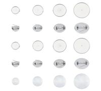 DICOSMETIC 32 Ensemble de Fermoirs de Broche Base de Disque de Broche 12/16/20/25 mm en Acier Inoxydable Broche Ronde Plate Plateaux Plats Vierges avec Cabochons en Verre pour Badge Revers