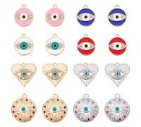 DICOSMETIC 32pcs Charmes de Coeur œil Strass Mauvais Œil Breloques Ronds Œil Breloques Alliage Breloque Oeil Turc pour Bijoux Collier Bracelet DIY Faire Artisanat, Trou: 1.2~2mm