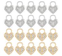 DICOSMETIC 40 pièces 2 Couleurs Cœurs Serrures Charms Alliage Pendentifs Serrures Strass Charmes de la Saint Valentin 18x14mm Charme d'amour pour la Fabrication de Bijoux pour la Fête des Mères