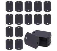 DICOSMETIC 40Pcs Étiquettes D'Estampage Étiquettes Vierges en Aluminium Gravées Étiquettes Vierges Rectangulaires Étiquettes de Chien Militaires Noires Ensemble de Bricolage Artisanal, 38x25x0.8mm