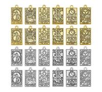DICOSMETIC 48Pcs 6 Styles Pendentifs de Tarot Mystique Roue de Fortune/Monde/Étoile/Luna/Soleil Charmes Bonne Chance Amulette Pendentif Fortune Telling Alliage Charms pour la Fabrication de Bijoux