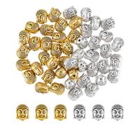 DICOSMETIC 50 pièce de Perles de Bouddha en Métal de Style Tibétain de 50 Couleurs Perles D'Espacement Bouddhiste en Alliage Argent Antique Doré pour la Fabrication de Bijoux Trou: 1.5mm