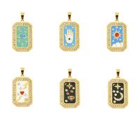 DICOSMETIC 6 Styles Pendentifs Tarot en Acier Inoxydable 6 Pièces Breloques en Strass Breloques Tarot Magiques Plaquées Or Breloques Soleil Lune pour la Fabrication de Bijoux，Trou: 1.5mm