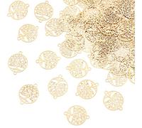 DICOSMETIC 60pcs d'arbre Pendentif Lien Doré Connecteurs en Acier Inoxydable Charmes avec Double Boucles Arbre Rond breloque Arbre de Vie Pendentifs pour DIY Bracelet Collier Bijoux