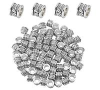 DICOSMETIC 76pcs Tube Perles avec Noeud Celtique Antique Argent Barrel Perle Entretoises Alliage Colonne Entretoise Perles Tibétaines Grand Trou Perles Européennes pour la Fabrication de Bijoux