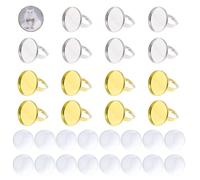 DICOSMETIC 8 pièces 2 couleurs Rondes Anneaux Vierges Ajustables Base de Bague Plate Anneaux Base de Cabochon 18mm Base de Bague Ronde Kit de Bague Vierge pour Fabrication de Bague Personnalisée DIY