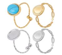 DICOSMETIC 8 Pièces 4 Styles Bague Réglable avec Support de Bague Ovale en Acier Inoxydable pour Cabochon Bagues Ouvertes Bagues de Doigt