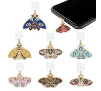 DICOSMETIC 8 Pièces USB C Embout Poussière Bouchons de Poussière PVC Bouchon Protection Port Connecteur de Charge ave Charm de Papillon en Alliage Émaillé pour Téléphone Portable et Tablette