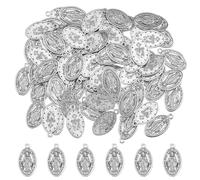 DICOSMETIC 80 pièce en Alliage D'Argent Antique Médaille Ovale Religieuse Catholique Pendentif Religieux de la Vierge Marie Médailles Milagrosa Prière pour la fabrication de bijoux, Trou: 1.8mm