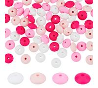 DICOSMETIC 80 pièce Lentilles en Silicone en Vrac 4 couleurs Perles de Boulier en Vrac Soucoupe de 11.5x7 mm Perles D'Espacement en Silicone pour Porte Clés Fabrication de Bijoux Série Rose