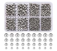 DICOSMETIC 880 pièce Perles Rondes en Acier Inoxydable 1/1.5/2/2.4 mm Petites Trou Perles D'Espacement Rondes en Vrac Perles à Surface Lisse pour Bracelets Fabrication de Bijoux