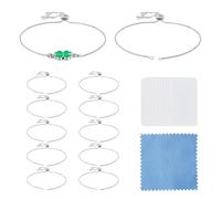 DICOSMETIC Bracelet Coulissant Ajustable Comprenant 12Pcs Chaîne en Laiton et 12Pcs Cartes de Message Vierges en Papier 9-7/8" Chaines D'Extension en Platine avec Extrémité en Zircone Cubique