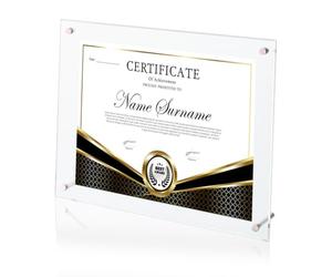 DICOSMETIC Cadre de licence professionnel en acrylique 9 x 7 cm Titulaire de certificat Cadre photo rectangulaire Support Cadre photo sans cadre pour l'affichage de licences commerciales et décoration