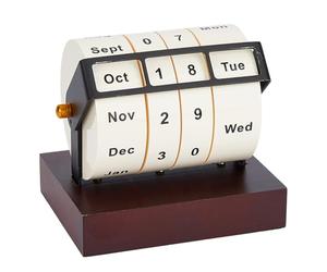 DICOSMETIC Calendrier Perpétuel en Bois Rotatif en Bois Calendrier Créatif Cadeau Affichage du Mois de la Semaine du Jour et de la Date Sur le Bureau Décoration pour la Maison et le Bureau
