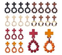 DICOSMETIC Chapelet catholique en bois de 6 couleurs, 24 pièces, chapelet de poche avec croix de terre sainte perles anneaux pour cadeaux de baptême hommes femmes mariage église cadeau
