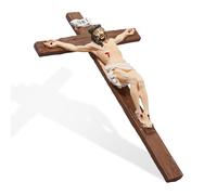 DICOSMETIC Crucifix mural en résine de 25 cm, crucifix catholique pour murs, croix religieuse, cadeau de Noël et de Pâques pour décoration de maison et de bureau