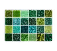 DICOSMETIC Environ 26970 pièces Perles de Rocaille Vertes Mini Perles D'Espacement en Verre Perles de Rocaille en Plastique Perles de Poney Rondes pour la Fabrication de Bijoux, Trou: 0.8-1.4mm