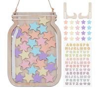 DICOSMETIC Jarres de Récompense en Bois de 7.9x5.2" pour le Suivi du Comportement Positif Pot Mason Étoile Créatif avec Autocollants Colorés pour la Maison et la Décoration de la Salle de Classe
