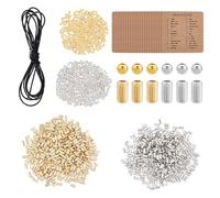 DICOSMETIC Kit de Bracelet à Perles en Code Morse DIY 4 Styles 2000 Pcs Perles en Plastique en Vrac 4.36 Verges de Cordon de Coton Ciré Tressés Réglables et 16pcs Cartes de présentation des colliers