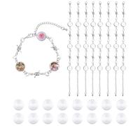 DICOSMETIC Kit de Fabrication de Bracelet Vierge en Acier Inoxydable 12mm avec Plateau Support de Bracelet Cabochons et Chaîne - 10 Sets - Pour Enfants de 12 Ans et Plus - Nature, Floral - Non Pliant