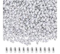 DICOSMETIC Lot de 1 000 perles ovales en plastique pour riz, 6 x 3 mm, plaqué argent, pour bracelets, colliers, bijoux, bricolage, trou : 1 mm