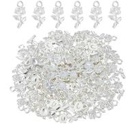 DICOSMETIC Lot de 100 pendentifs en forme de fleur en gros alliage pendentif rose en métal pendentif fleur argent pendentif fleur 21 x 10,5 x 2 mm pendentif rose pour bricolage collier boucles