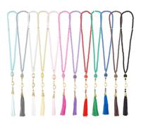 DICOSMETIC Lot de 12 chapelets islamiques en verre de 12 couleurs - Perles de prière Tasbih - 99 perles de prière - Avec crochet doré et pompon - Cadeau religieux pour femmes et hommes - 43 cm