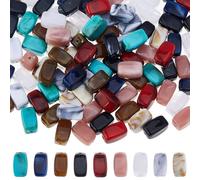 DICOSMETIC Lot de 135 perles imitation pierres précieuses en 9 couleurs - Perles acryliques en gros de 13x7,5x7,5mm - Perles carrées en vrac - Perles rectangulaires colorées pour la fabrication de