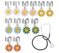DICOSMETIC Lot de 15/24 pendentifs stéthoscopes - Étiquette d'identification personnalisée avec émail fleur/chat - Cadeau pour infirmière, médecin, assistance médicale, Alliage + acier inoxydable +