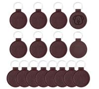 DICOSMETIC Lot de 16 porte-clés ronds en cuir synthétique avec gravure au laser - Porte-clés en cuir synthétique avec anneaux en noix de coco - Marron - Porte-clés pour laser, bricolage, cadeau