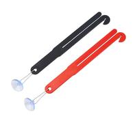 DICOSMETIC Lot de 2 coupe-sacs alimentaires en plastique avec lame en acier inoxydable et presse-agrumes pour cuisines, avec chaîne en fer et ventouse (couleur : rouge + noir)