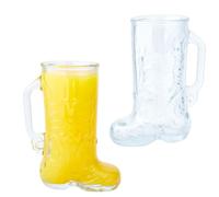 DICOSMETIC Lot de 2 tasses en verre - Bottes de cowboy - 17 oz - Transparent - Bottes de cowboy - Tasse à bière - Verre transparent - En forme de botte - Pour fête rodéo, Nashville, Bachelorette