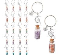 DICOSMETIC Lot de 20 porte-clés en forme de bouteille de vœux en verre avec breloques féériques - 5 styles - Avec remplissage de bocal à souhaits - Cadeau de Saint-Valentin pour femme