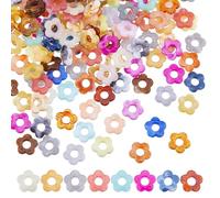 DICOSMETIC Lot de 200 perles en acrylique creuses en forme de fleurs - 14 x 14,5 x 4 mm - Mélange aléatoire - Dégradé de couleur - Perles transparentes - Perles arc-en-ciel pour la fabrication de