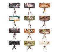 DICOSMETIC Lot de 24 bracelets mala de méditation multicouches de 8 mm - 12 styles différents - Pour homme et femme - 78 ~ 91 cm