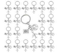 DICOSMETIC Lot de 24 porte-clés à thèmes de voyage en alliage platine avion porte-clés voyage aventure fête voyageurs amitié porte-clés comme cadeau d'invité décoration 7,5 cm