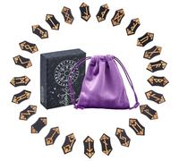DICOSMETIC Lot de 25 runes en bois viking faites à la main avec pochette en velours et livret d'instructions pour débutants, divination et méditation