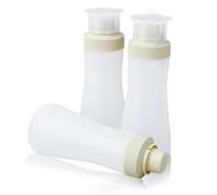 DICOSMETIC Lot de 3 bouteilles de sirop simples en PVC pour sirop à gâteau - 350 ml - Bouteilles graduées avec couvercle d'étanchéité - Bouteille à pression en plastique pour miel, ketchup, barbecue