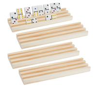 DICOSMETIC Lot de 4 supports de dominos en bois de pin - Train mexicain - 25,6 x 6,9 x 1,8 cm - Support en pierre pour domino mexicain - Rommé - Pied de poulet - Pierres de dominos non incluses