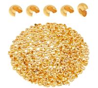 DICOSMETIC Lot de 400 caches de perles à sertir en laiton - 4 mm - Noeuds dorés - Semi-circulaires ouverts - Embouts pour la fabrication de bijoux